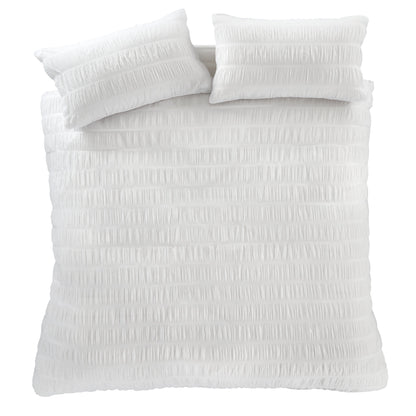 Catherine Lansfield Seersucker Duvet Cover Set - White