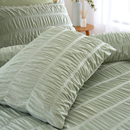 Catherine Lansfield Seersucker Duvet Cover Set - Sage