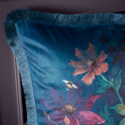 Bridgerton Romantic Floral Filled Cushion - Teal