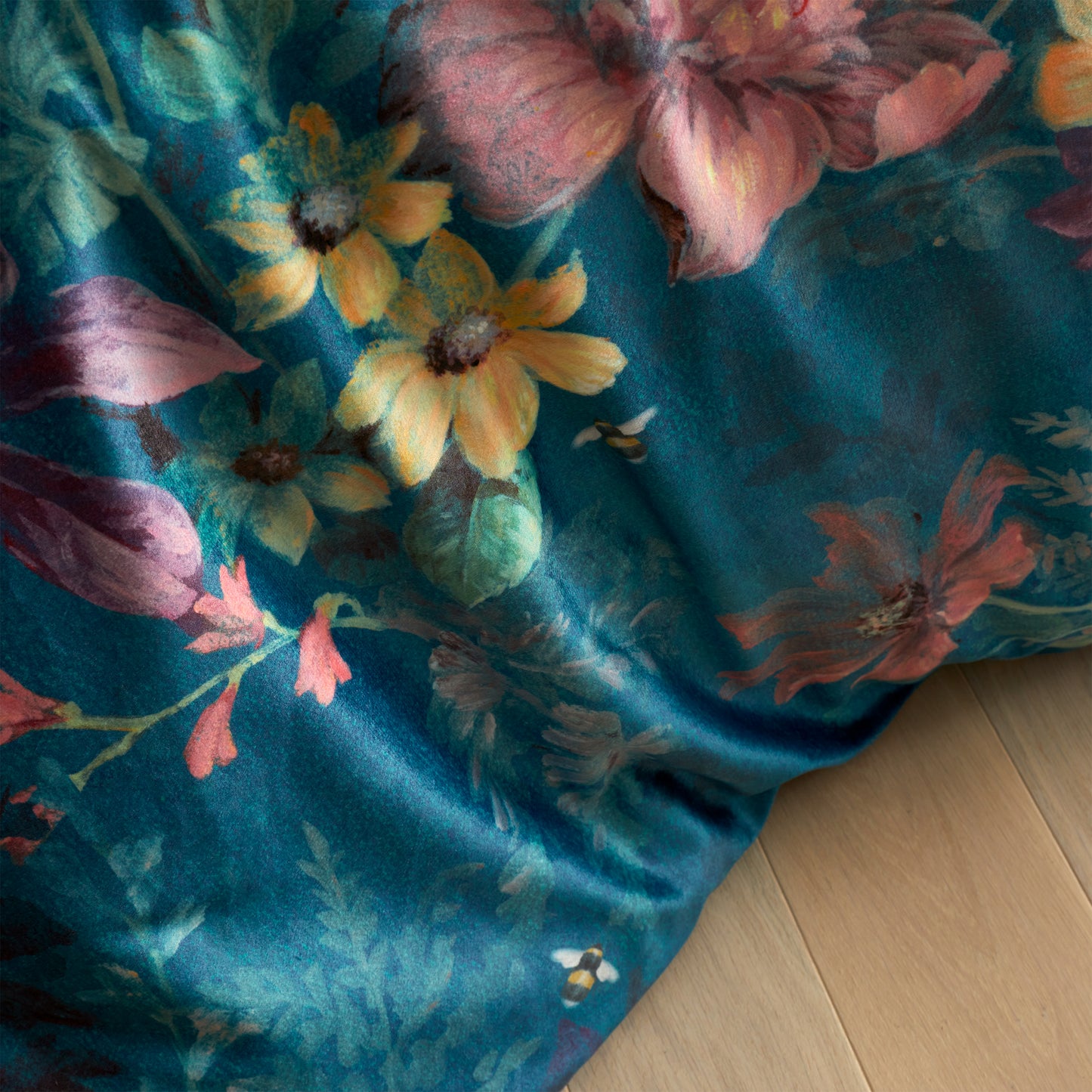 Bridgerton Romantic Floral Duvet Cover Set - Teal