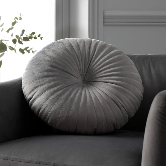 Catherine Lansfield Round Filled Cushion - Grey