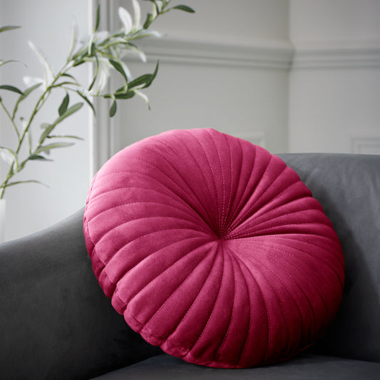 Catherine Lansfield Round Filled Cushion - Hot Pink