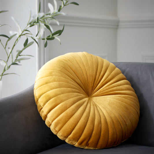 Catherine Lansfield Round Filled Cushion - Mustard