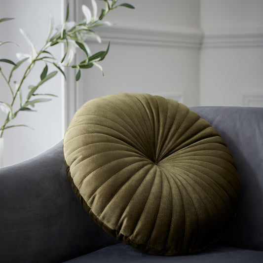 Catherine Lansfield Round Filled Cushion - Olive