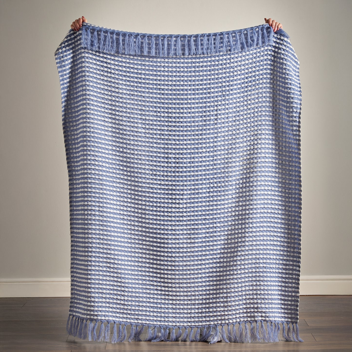 Catherine Lansfield Stab Stitch Throw - Blue