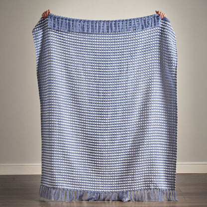 Catherine Lansfield Stab Stitch Throw - Blue