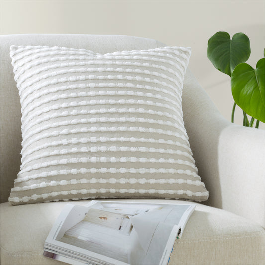 Catherine Lansfield Stab Stitch Filled Cushion - Natural