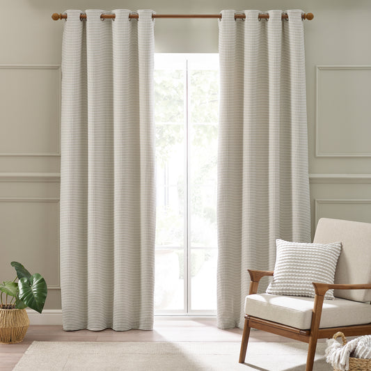 Catherine Lansfield Stab Stich Eyelet Curtains - Natural
