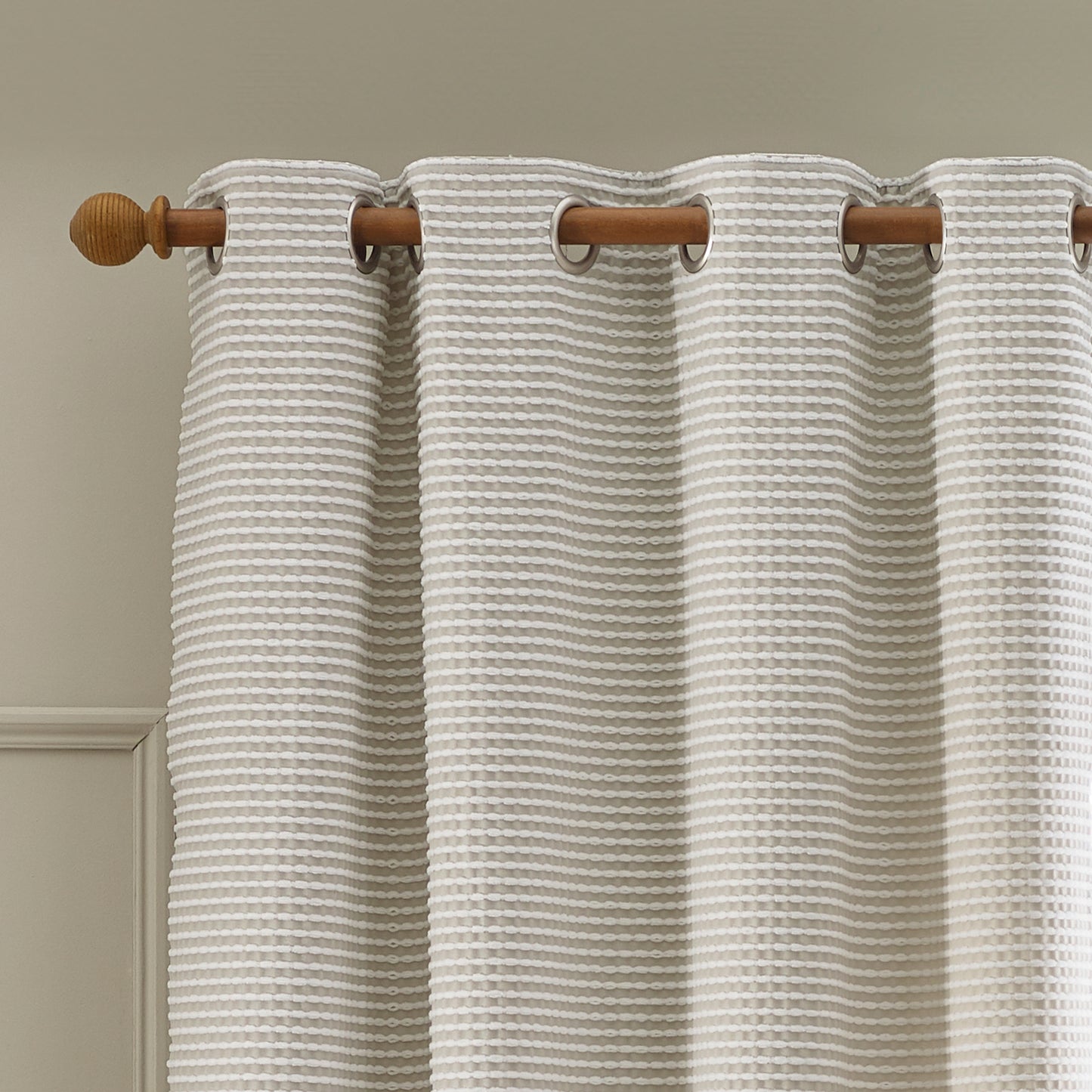 Catherine Lansfield Stab Stich Eyelet Curtains - Natural
