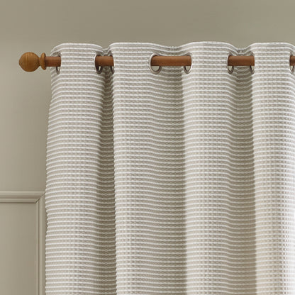 Catherine Lansfield Stab Stich Eyelet Curtains - Natural