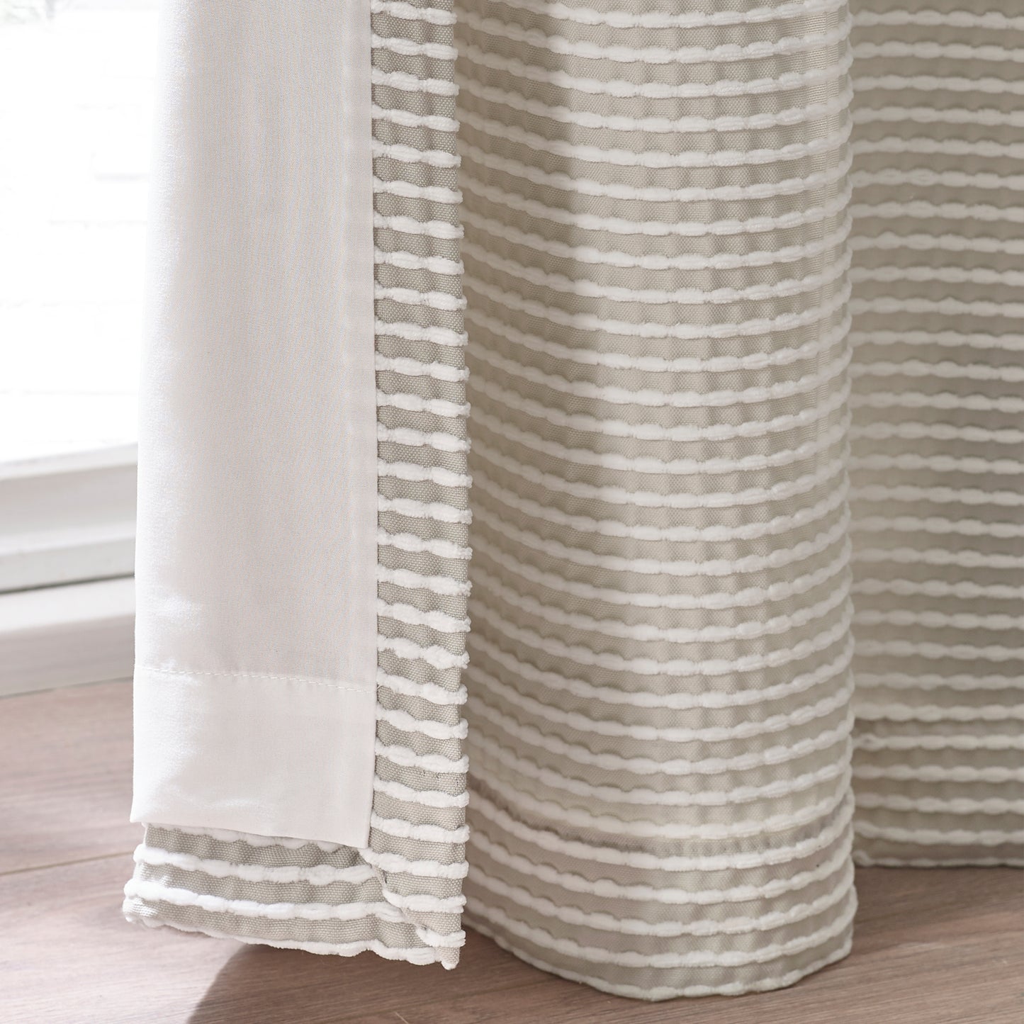 Catherine Lansfield Stab Stich Eyelet Curtains - Natural