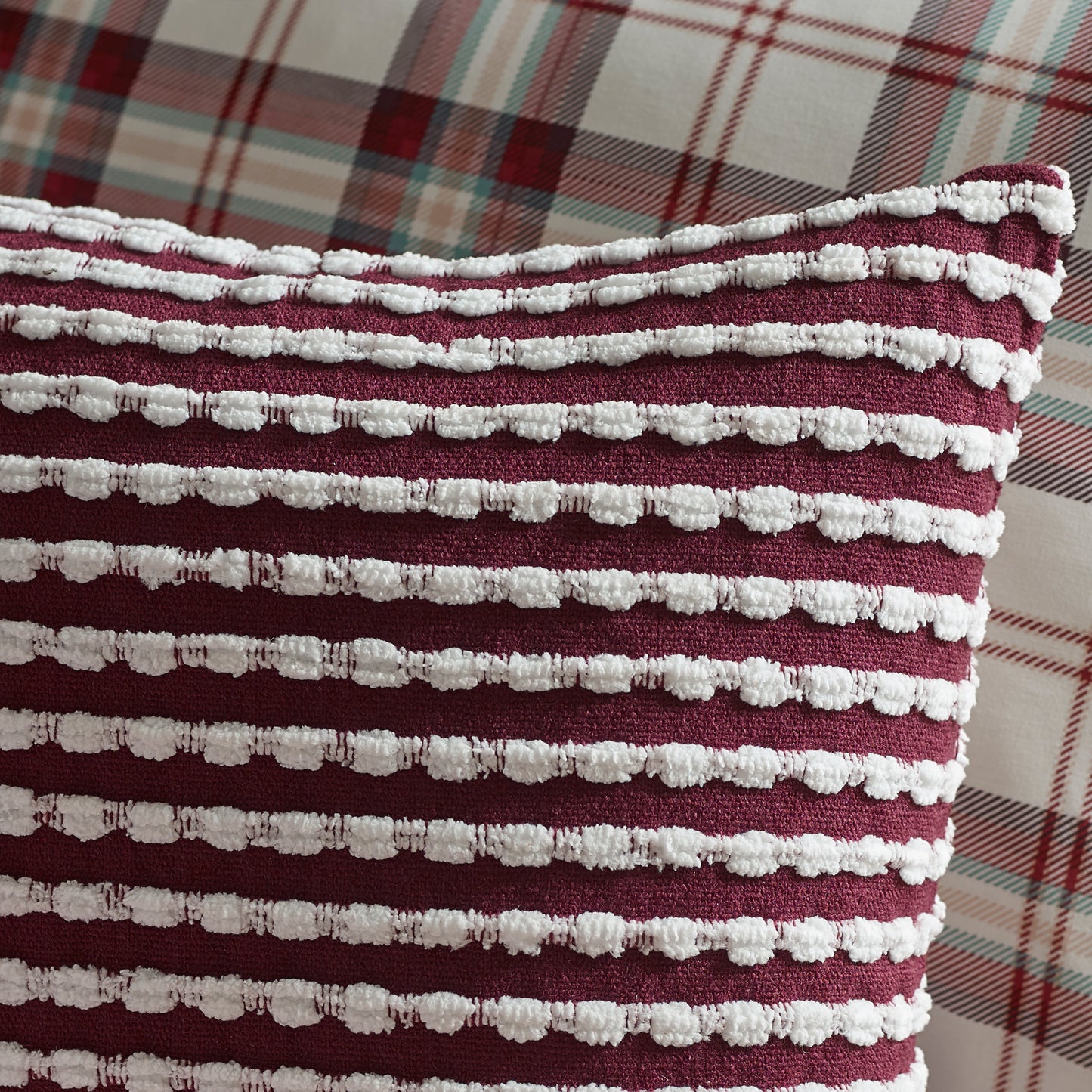 Catherine Lansfield Stab Stitch Filled Cushion - Plum