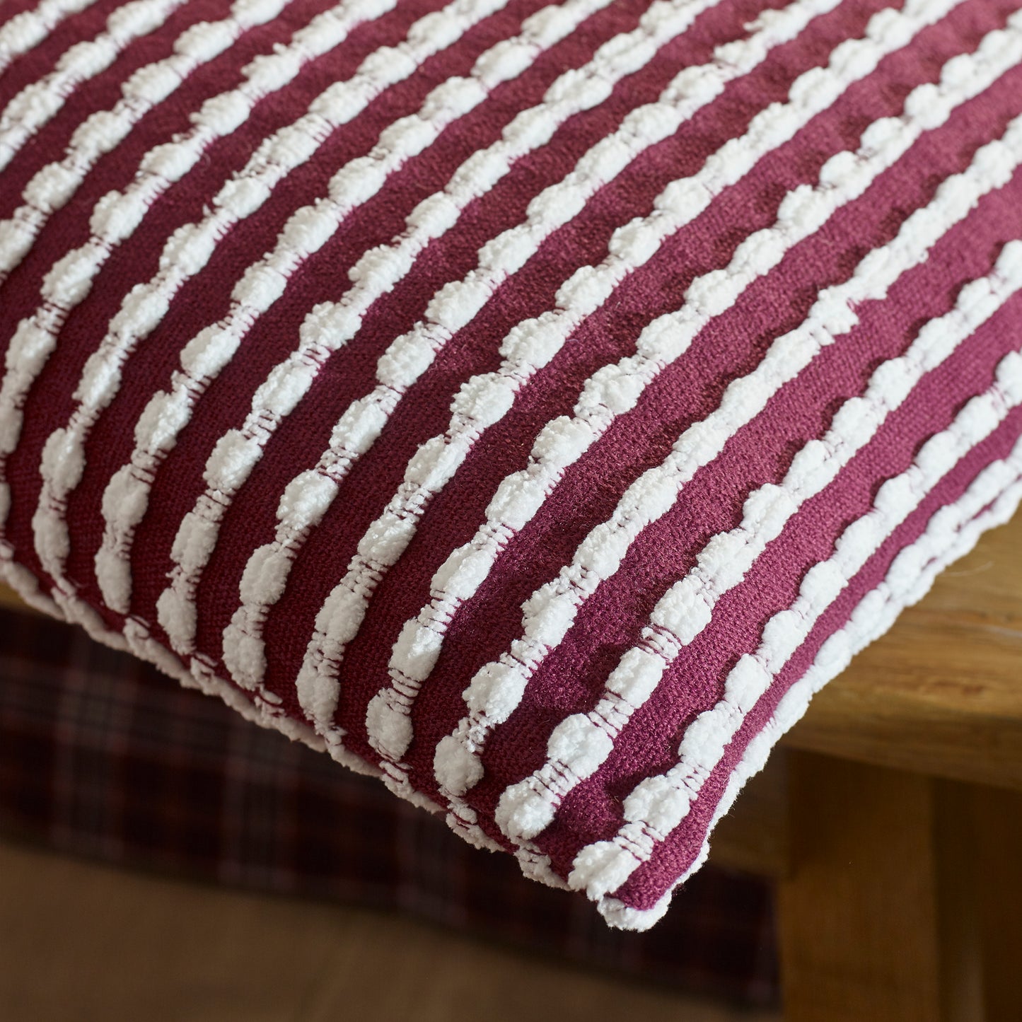 Catherine Lansfield Stab Stitch Filled Cushion - Plum