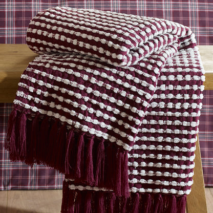 Catherine Lansfield Stab Stitch Throw - Plum