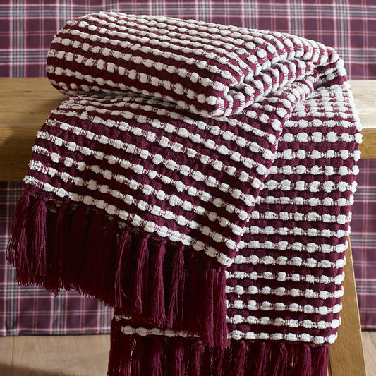 Catherine Lansfield Stab Stitch Throw - Plum