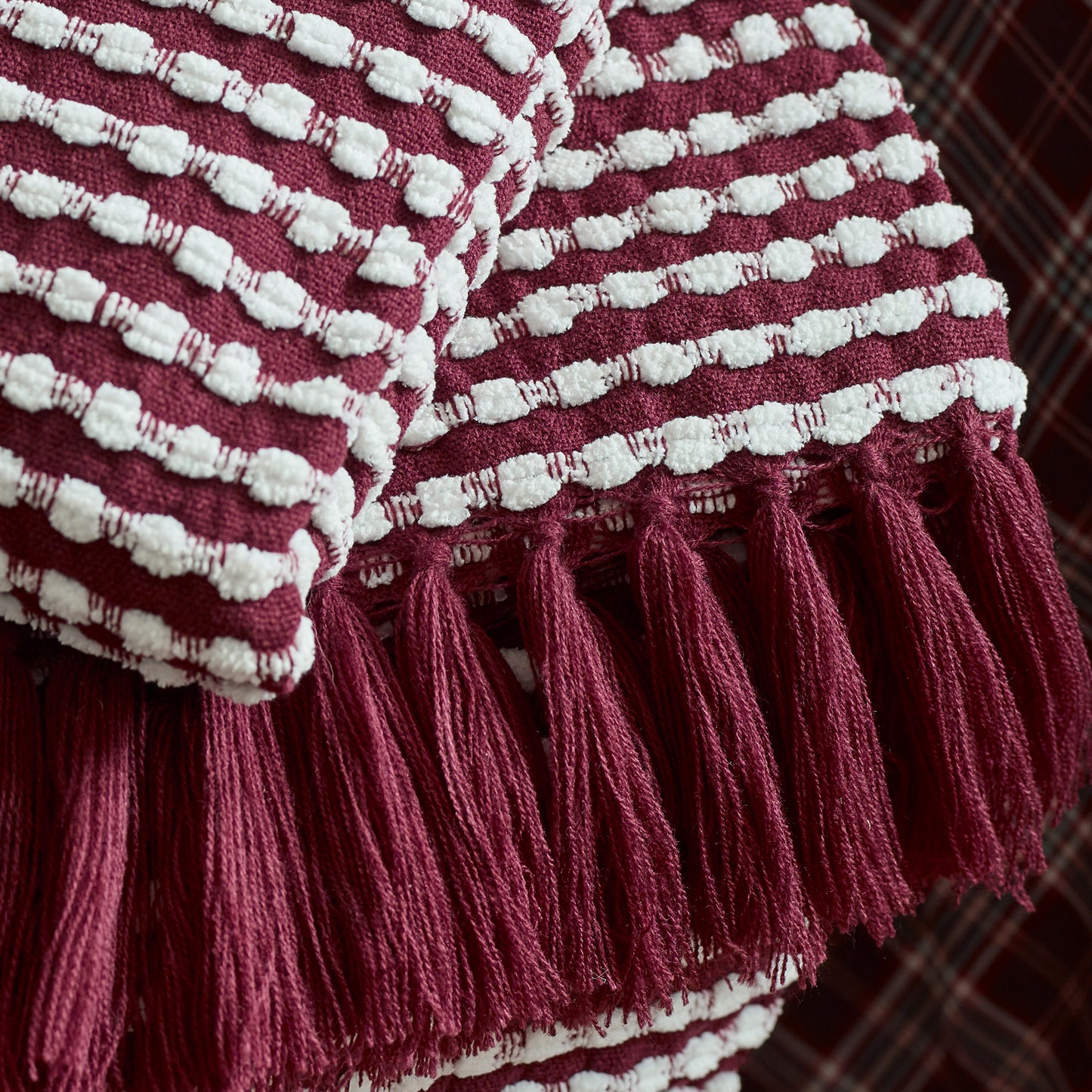Catherine Lansfield Stab Stitch Throw - Plum