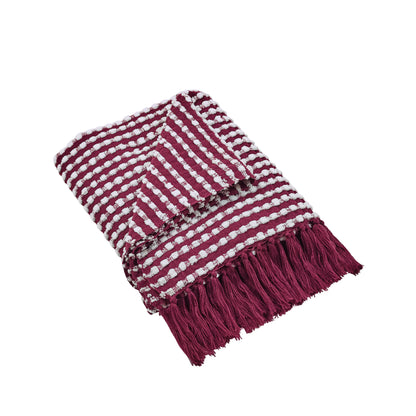 Catherine Lansfield Stab Stitch Throw - Plum