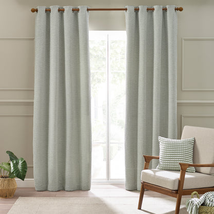 Catherine Lansfield Stab Stich Eyelet Curtains - Sage