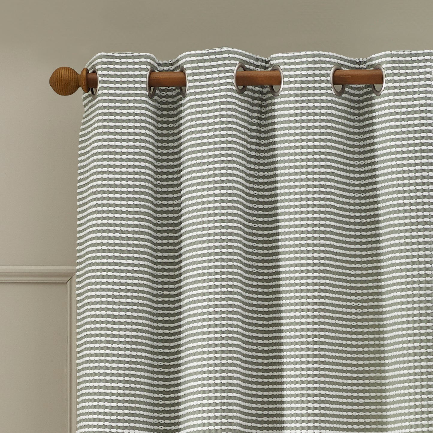 Catherine Lansfield Stab Stich Eyelet Curtains - Sage