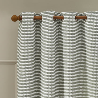 Catherine Lansfield Stab Stich Eyelet Curtains - Sage