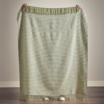 Catherine Lansfield Stab Stitch Throw - Sage