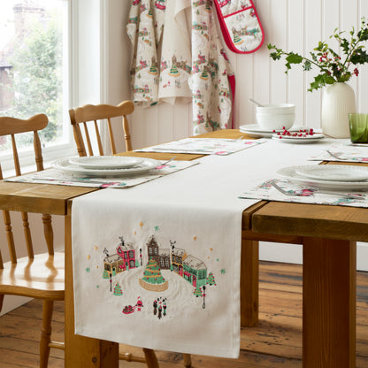 Catherine Lansfield Christmas Town Table Runner - Natural