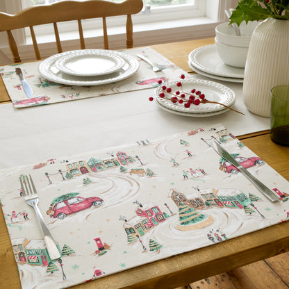 Catherine Lansfield Christmas Town Placemats (Pack of 4) - Natural