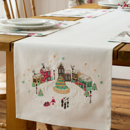 Catherine Lansfield Christmas Town Table Runner - Natural