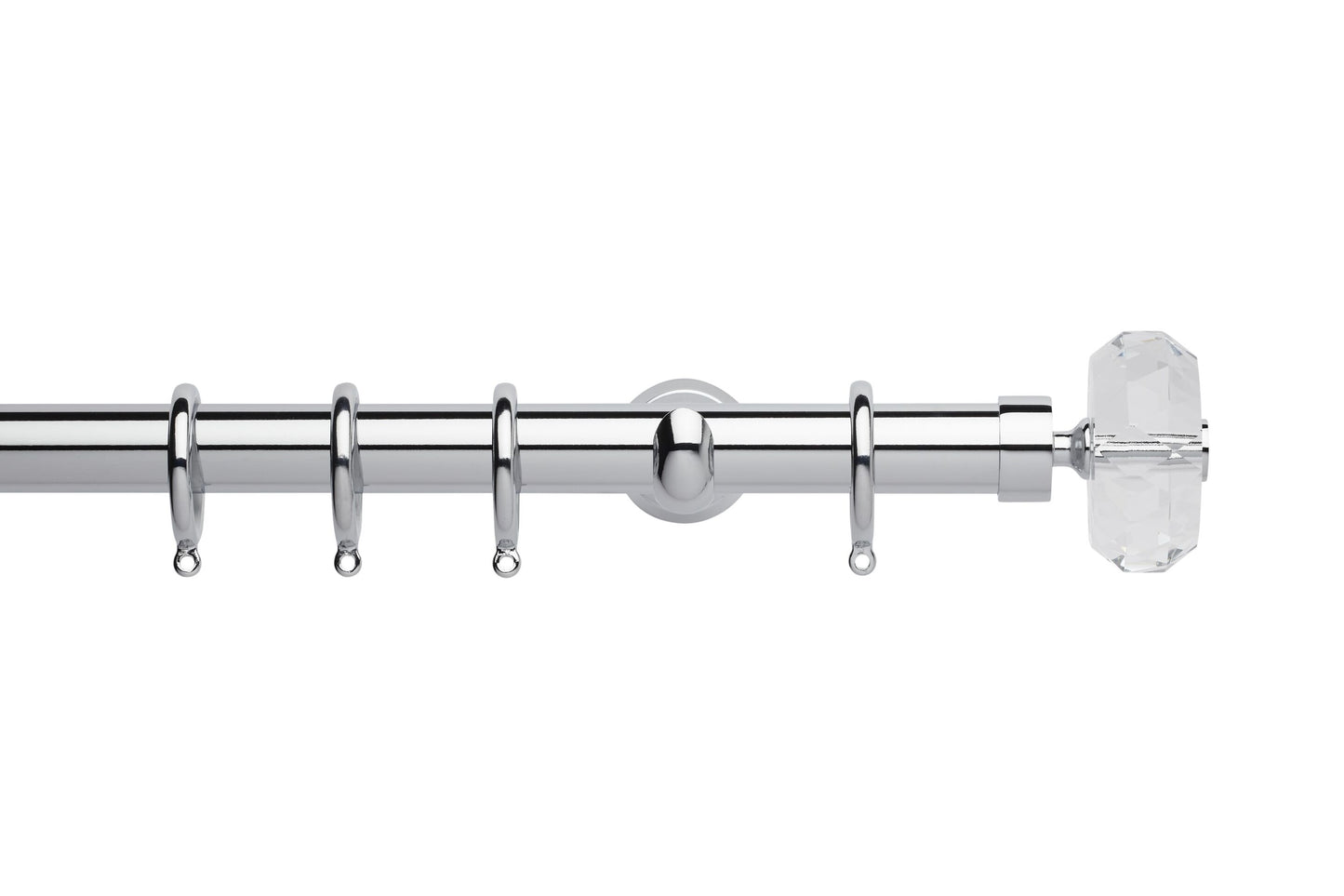 Hallis Neo Premium Faceted Ellipse 28mm Metal Curtain Pole (Cup Brackets) - Chrome