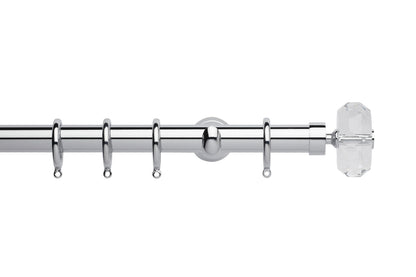 Hallis Neo Premium Faceted Ellipse 28mm Metal Curtain Pole (Cup Brackets) - Chrome