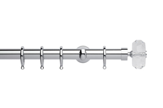 Hallis Neo Premium Faceted Ellipse 28mm Metal Curtain Pole (Cup Brackets) - Chrome