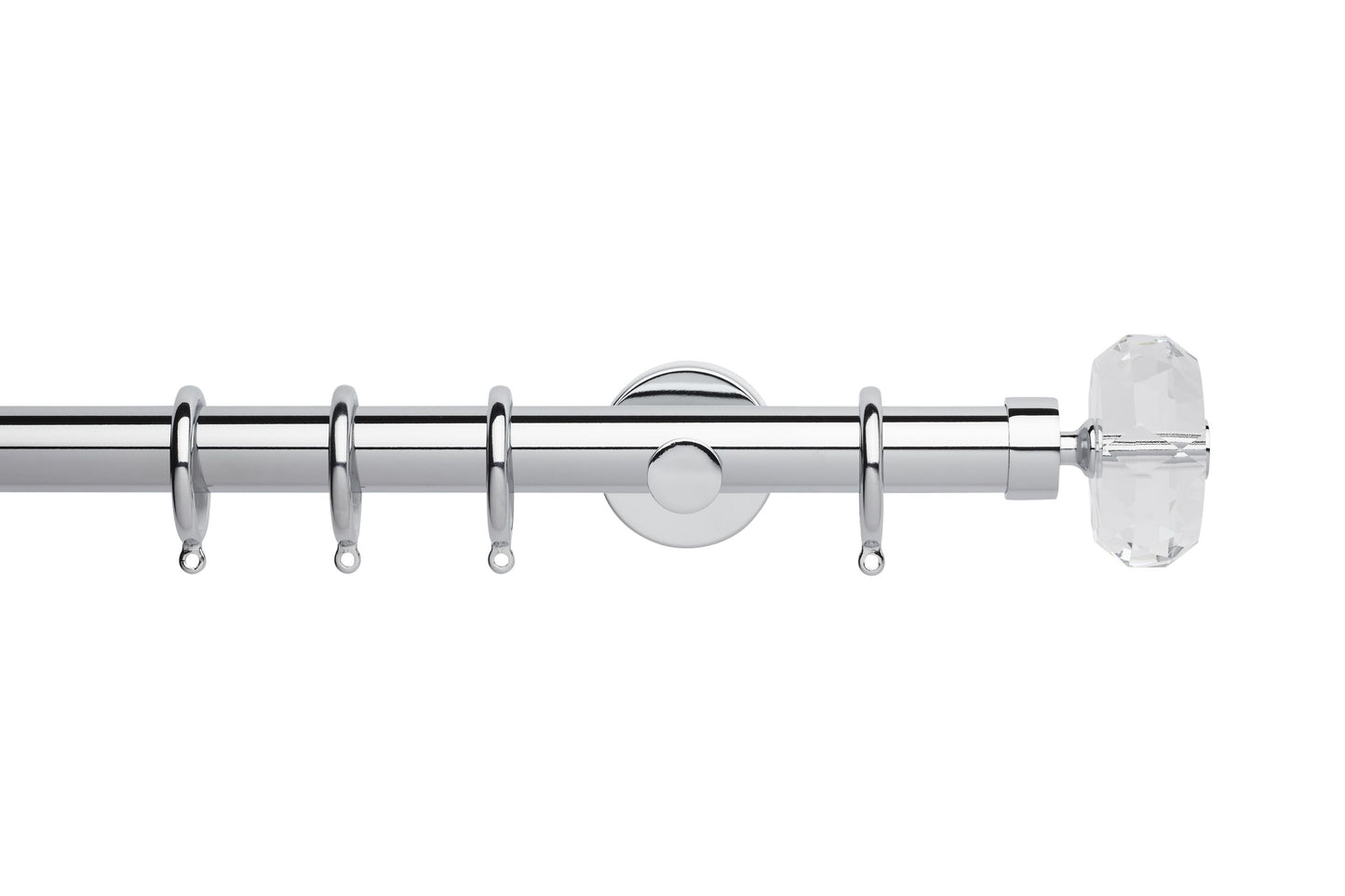Hallis Neo Premium Faceted Ellipse 28mm Metal Curtain Pole (Cylinder Brackets) - Chrome