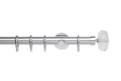 Hallis Neo Premium Faceted Ellipse 28mm Metal Curtain Pole (Cylinder Brackets) - Chrome