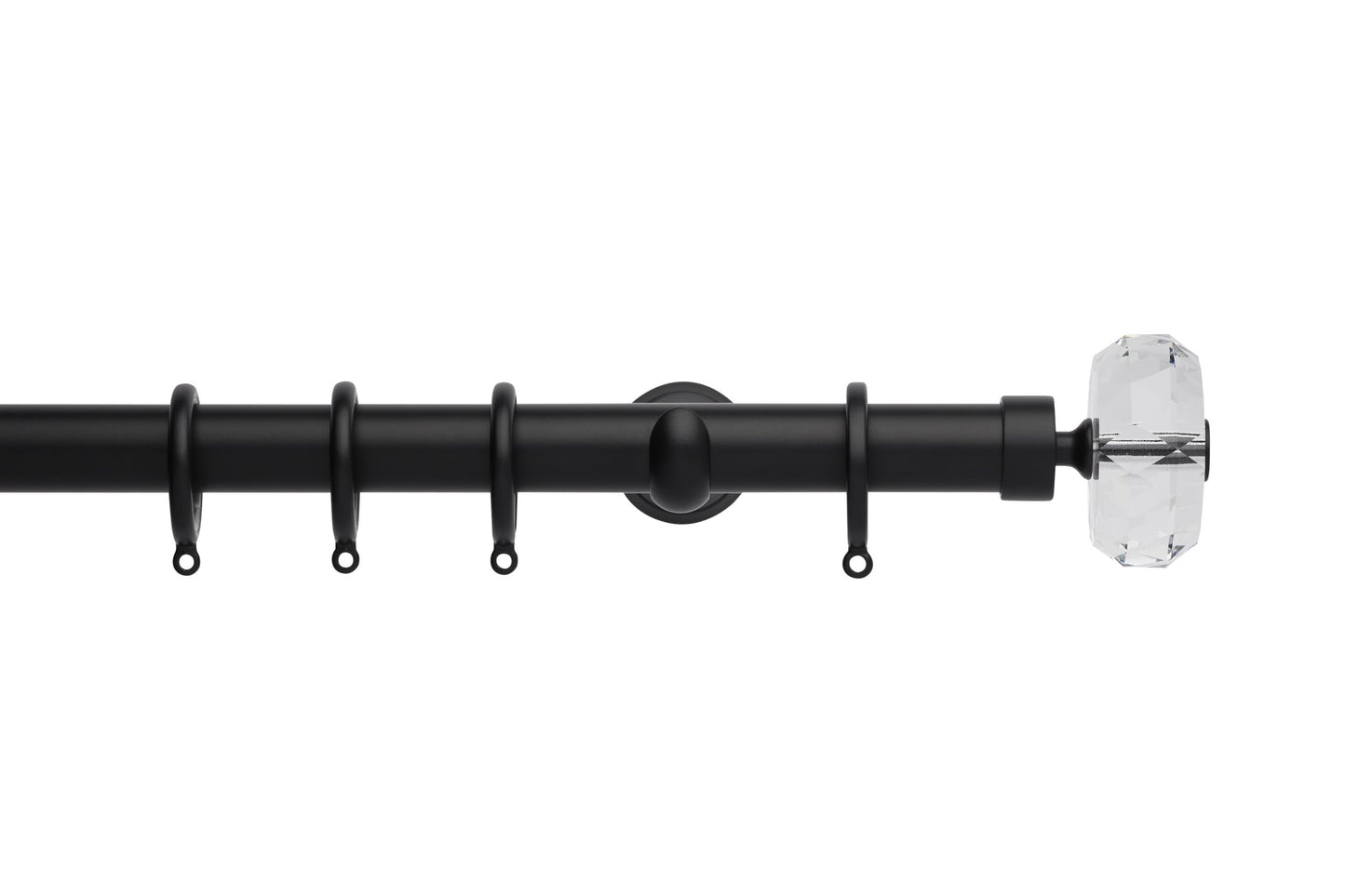 Hallis Neo Premium Faceted Ellipse 28mm Metal Curtain Pole (Cup Brackets) - Matt Black