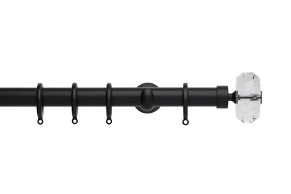 Hallis Neo Premium Faceted Ellipse 28mm Metal Curtain Pole (Cup Brackets) - Matt Black