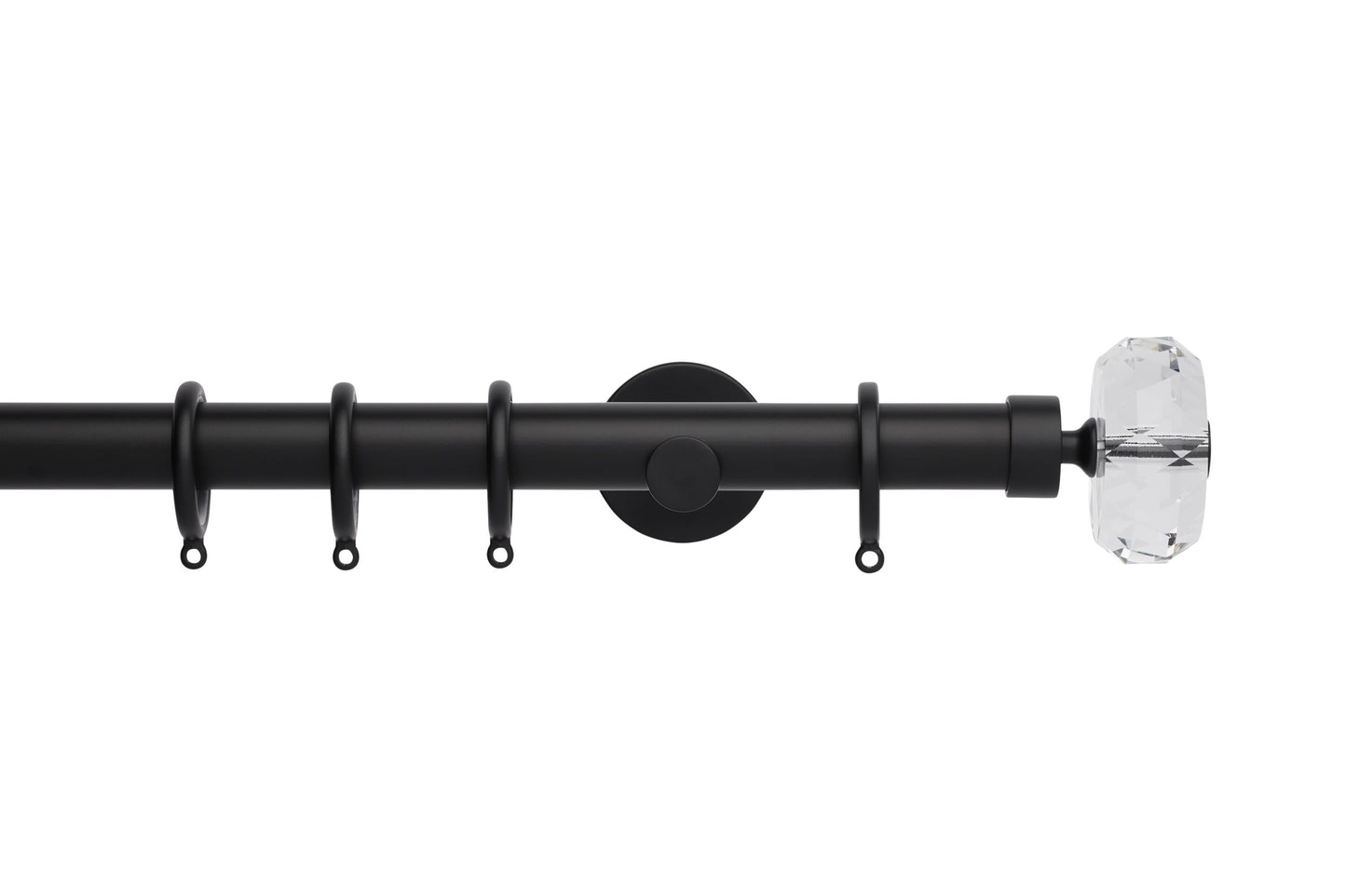 Hallis Neo Premium Faceted Ellipse 28mm Metal Curtain Pole (Cylinder Brackets) - Matt Black