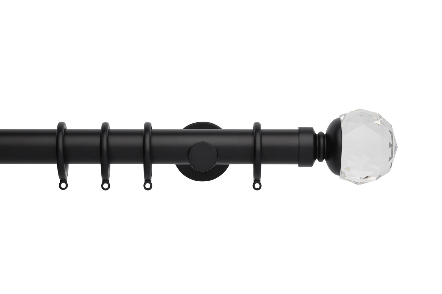 Hallis Neo Premium Clear Faceted Ball 35mm Metal Curtain Pole - Matt Black
