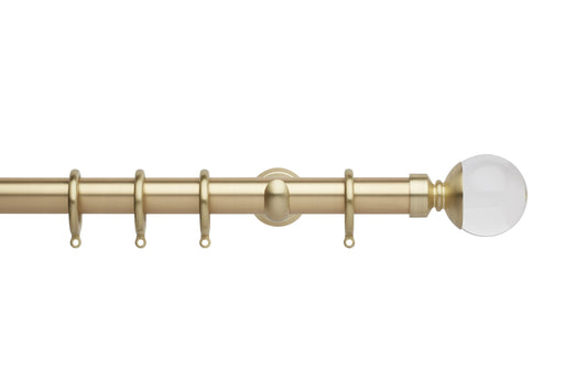 Hallis Neo Premium Clear Plain Ball 28mm Metal Curtain Pole (Cup Brackets) - Gold