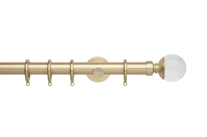 Hallis Neo Premium Clear Plain Ball 28mm Metal Curtain Pole (Cylinder Brackets) - Gold