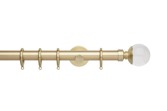 Hallis Neo Premium Clear Plain Ball 28mm Metal Curtain Pole (Cylinder Brackets) - Gold