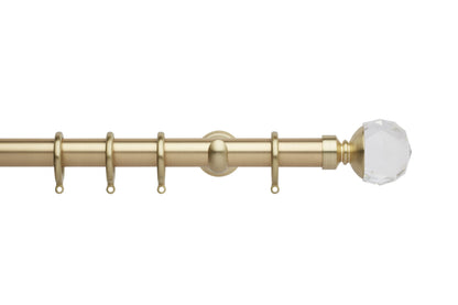 Hallis Neo Premium Clear Faceted Ball 28mm Metal Curtain Pole (Cup Brackets) - Gold
