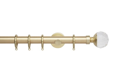 Hallis Neo Premium Clear Faceted Ball 28mm Metal Curtain Pole (Cylinder Brackets) - Gold