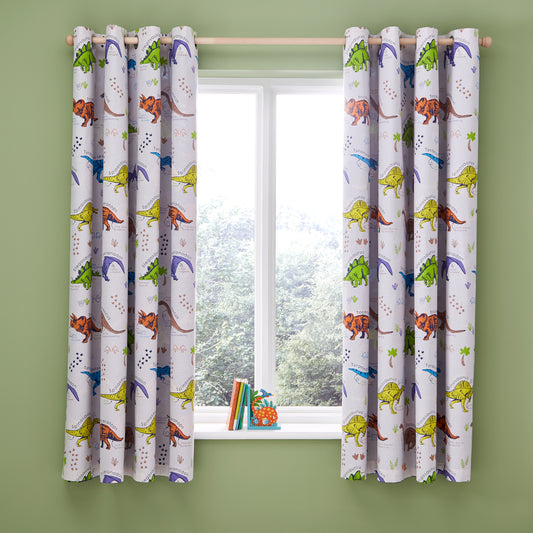 Catherine Lansfield Prehistoric Dinosaurs Eyelet Curtains