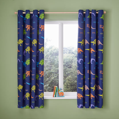 Catherine Lansfield Prehistoric Dinosaurs Eyelet Curtains