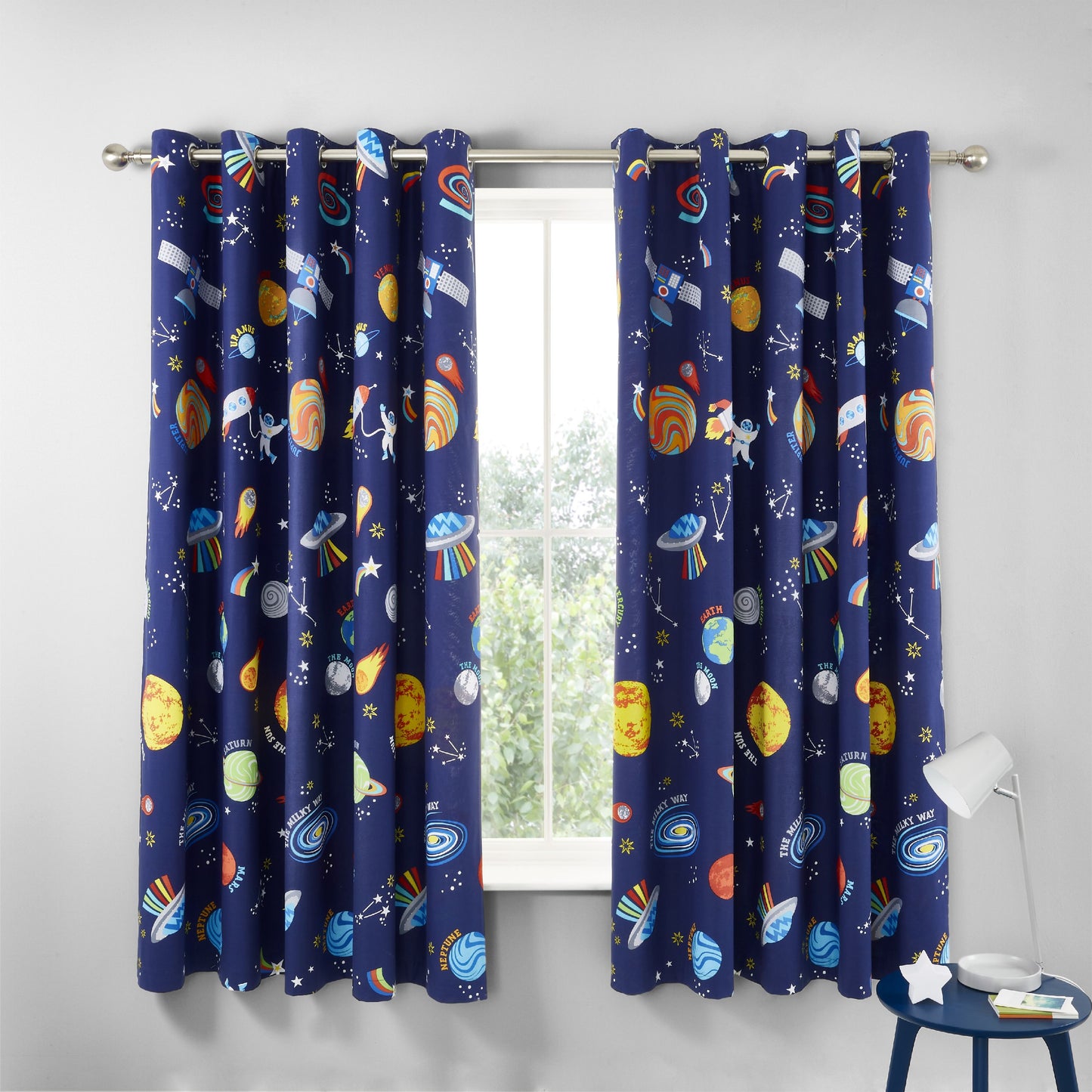 Catherine Lansfield Lost In Space Eyelet Curtains
