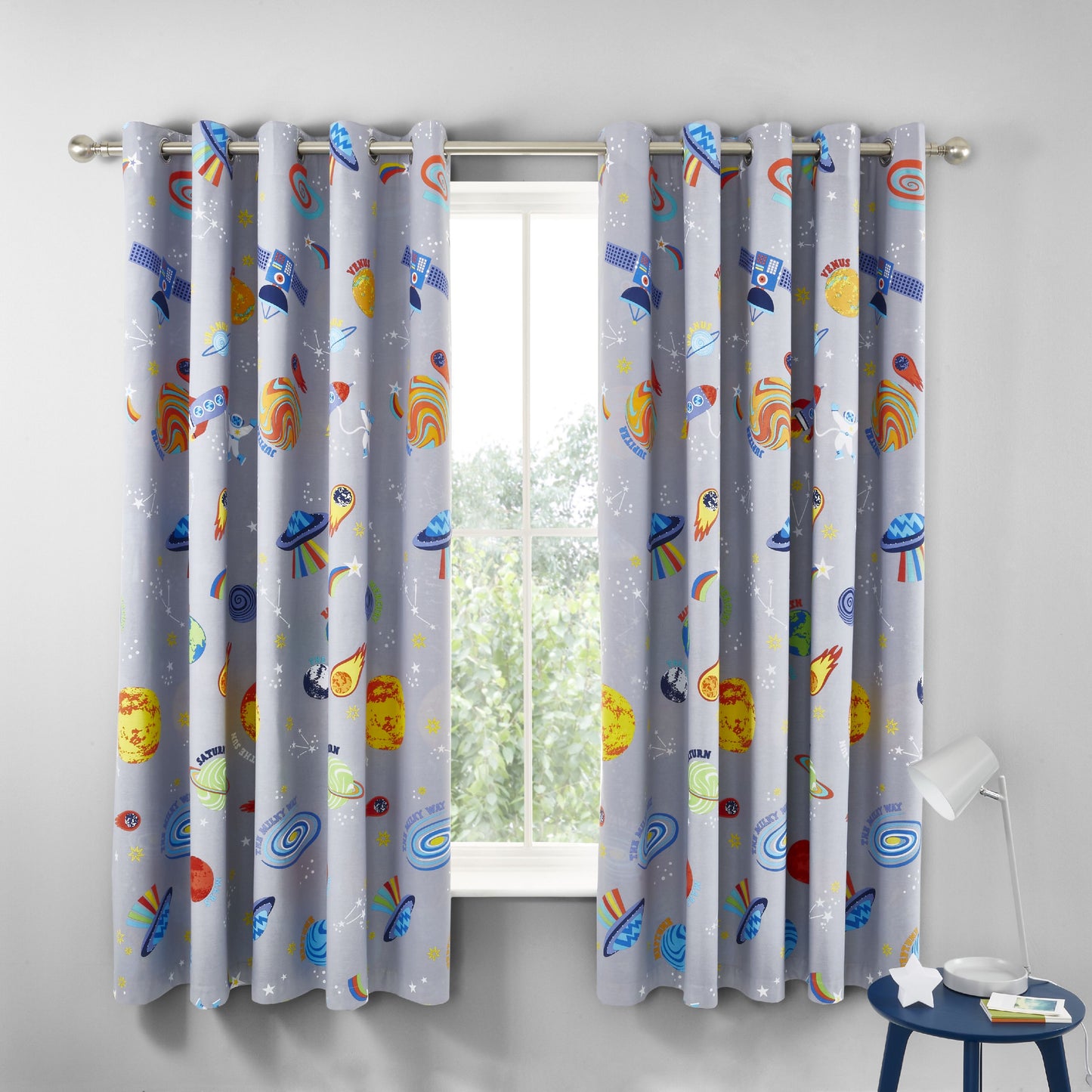 Catherine Lansfield Lost In Space Eyelet Curtains