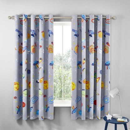 Catherine Lansfield Lost In Space Eyelet Curtains
