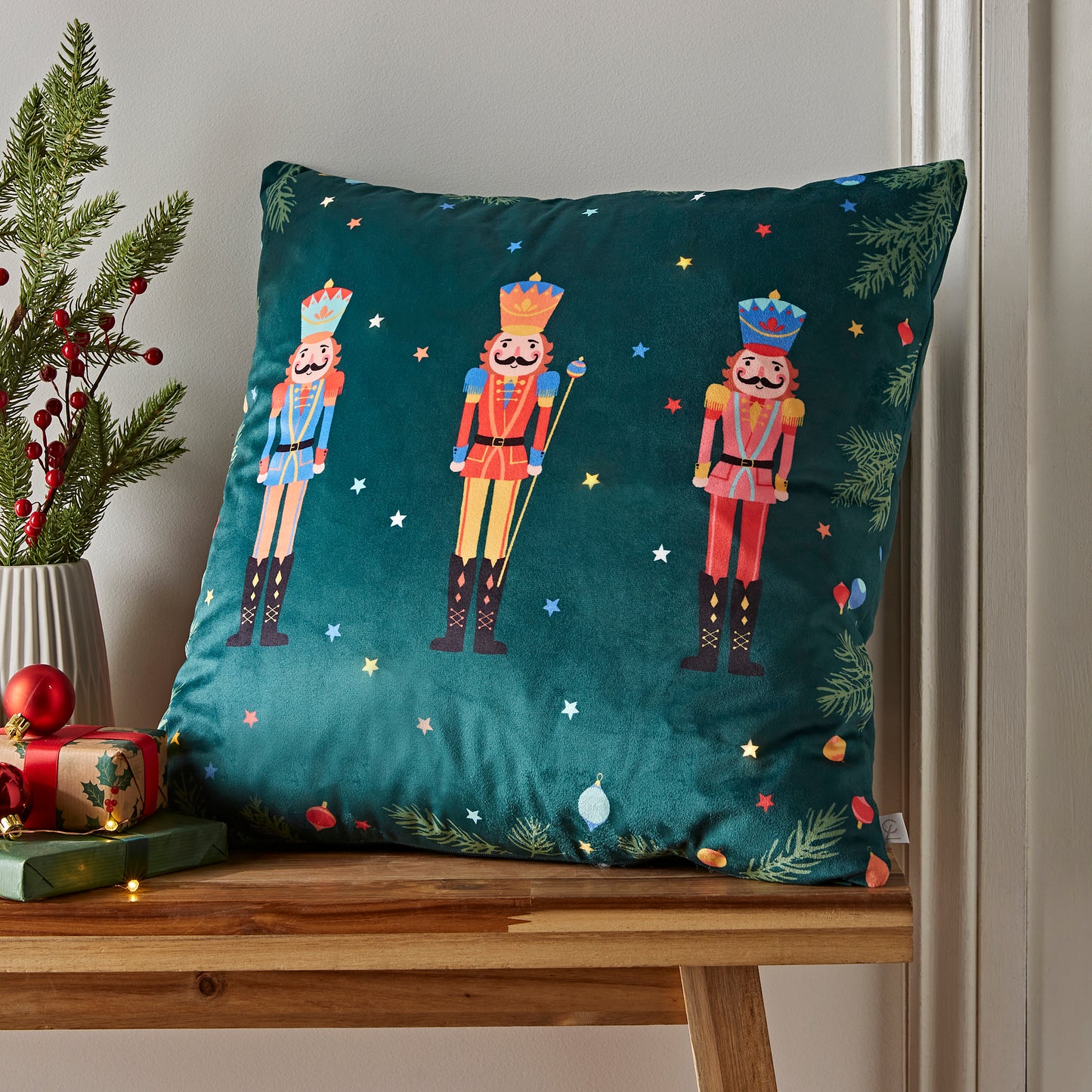 Catherine Lansfield Nutcracker Light Up Filled Cushion
