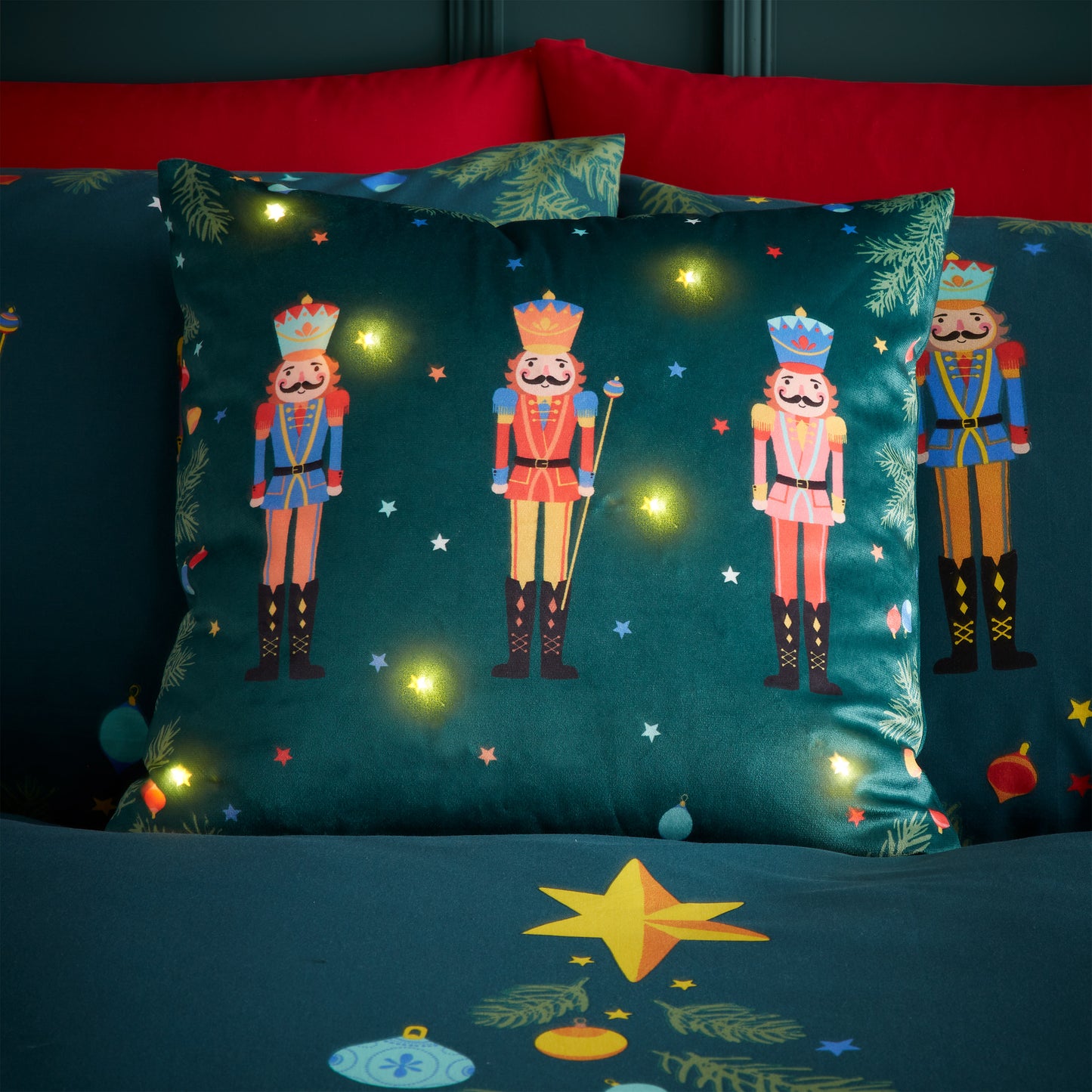 Catherine Lansfield Nutcracker Light Up Filled Cushion