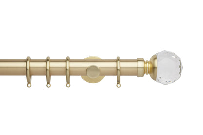 Hallis Neo Premium Clear Faceted Ball 35mm Metal Curtain Pole - Gold